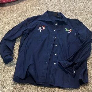 Disney Navy Blue Shirt with Embroidered Characters